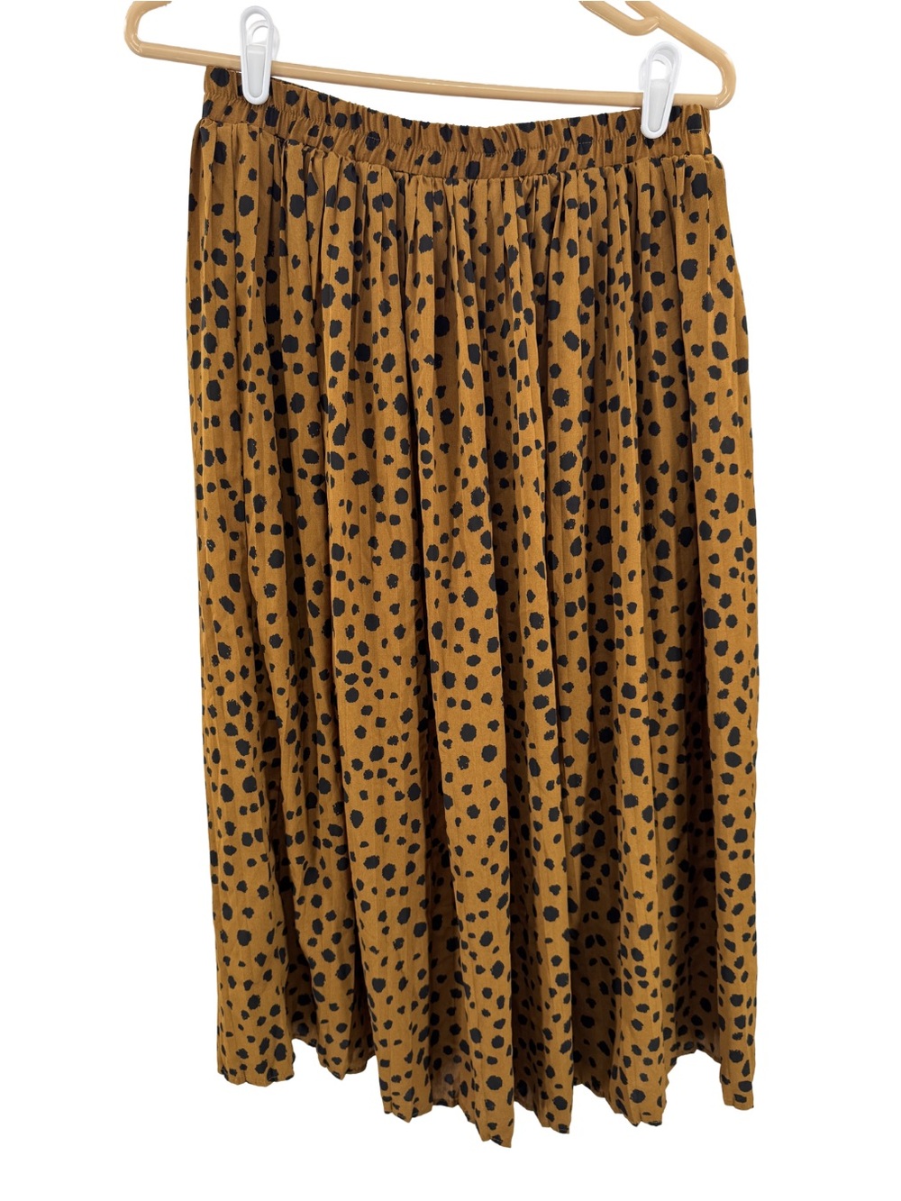 easel Tan Midi Skirt cheetah Spot Print M flowy neutral summer fall casual